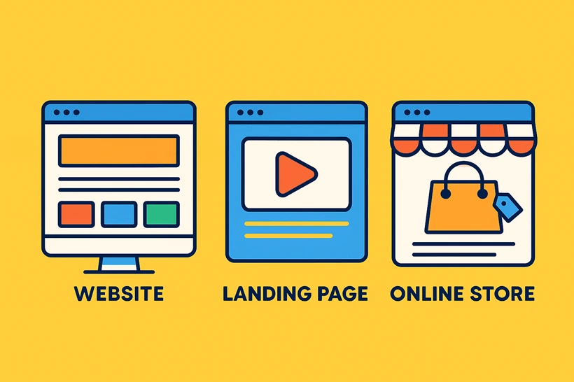 perbedaan website dan landing page dan toko online